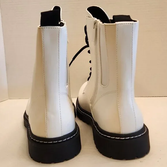 Torrid Size 10 "Stevie" White Chunky Combat Boot Black Sole & Black Laces NIB - Picture 7 of 14